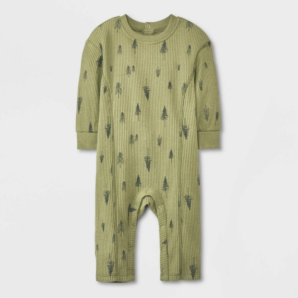 NEW! Grayson Collective Baby Seamed Long Sleeve Romper - Green